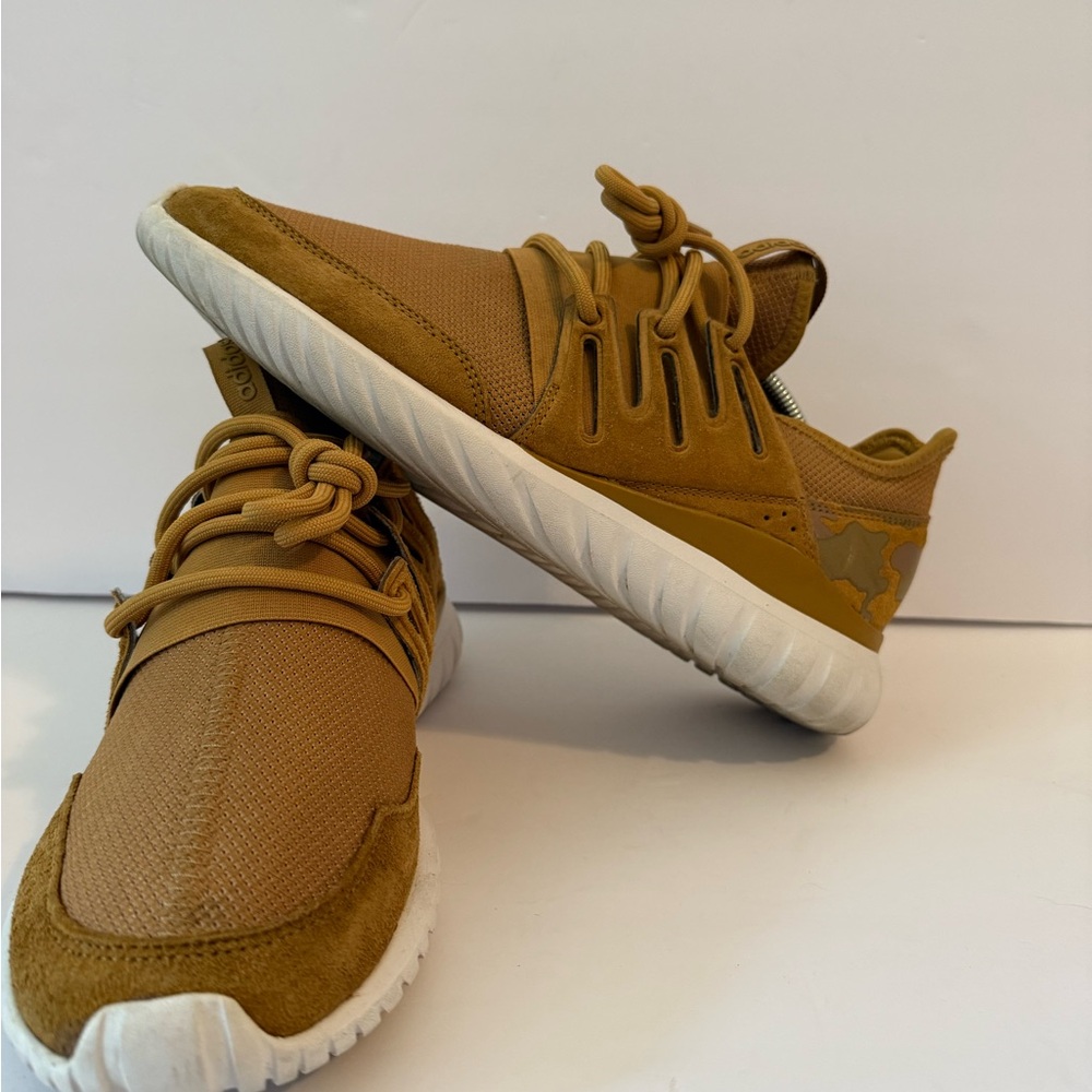 Adidas Men's Tubular Radial Athletic Sneakers Tan suede Men’s Size 9.5